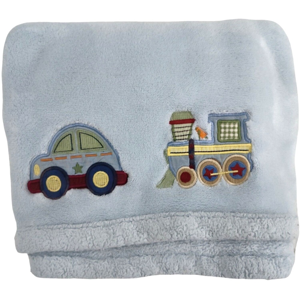 Kids Line Blue Car‎ Train Fleece Baby Boy Blanket Lovey Soft Slug Bug